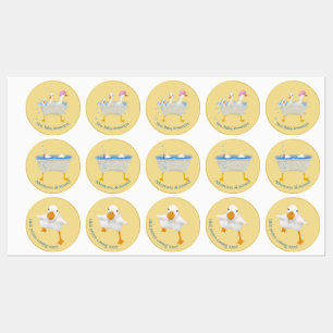 Ronde stickers voor eendenbabyfeestje