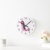 Ronde Stiletto rose et cerise Cupcake Art Wall Horloge (Maison)