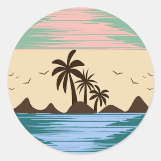 RONDE STRAND ILLUSTRATIE RONDE STICKER