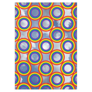 Ronde stripes Lijst regenboog + uw afbeeldingen Tafelkleed
