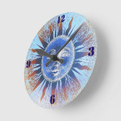 Ronde Sun God Sun Face Mur Horloge (Angle)