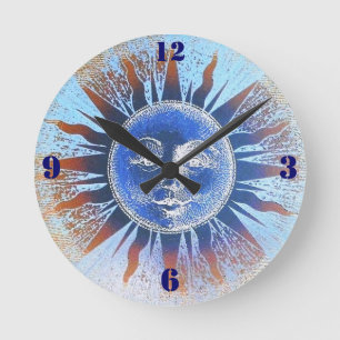Ronde Sun God Sun Face Mur Horloge