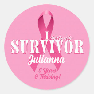 Ronde Survivor Breast Cancer Awareness Name Sticker