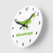 Ronde T Rex dinosaure murale horloge avec nom enfant per (Angle)