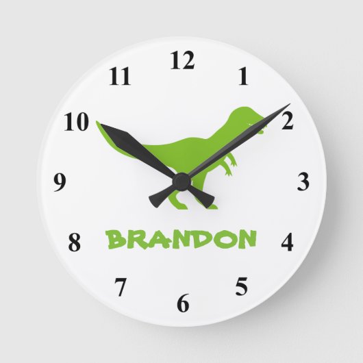 Ronde T Rex dinosaure murale horloge avec nom enfant per (Recto)