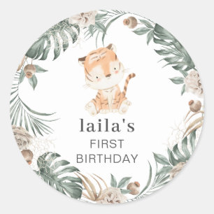 Ronde Tiger Floral Greenery Sticker
