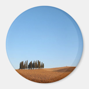 Ronde Toscane-landschapsmagneet met cypersbomen Magneet