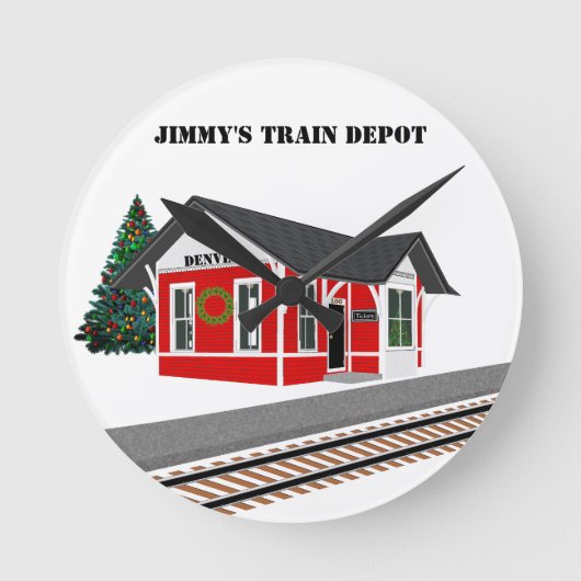 Ronde Train Dépôt de Noël Modèle de chambre Horloge (Recto)