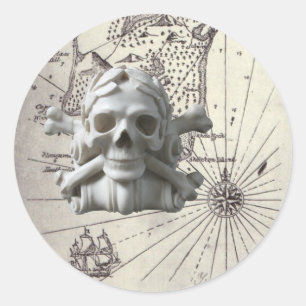 Ronde Treasure Island Kaart met Skull Stickers