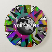 Ronde Trippy Psychedelische Planeet Zwart/Wit Worp
