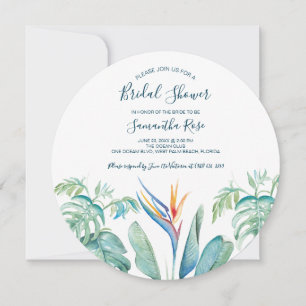 Ronde tropische Waterverf Botanische Vrijgezellenf Save The Date