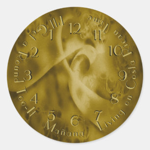 Ronde Tuit Achterwaartse Klok Gouden Munt Lookalik Sticker