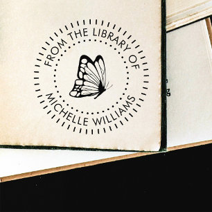 Ronde Typografie Vlinder Persoonlijke Bibliotheek  Zelfinktende Stempel