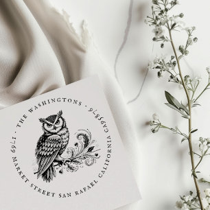 Ronde Uil Familienaam Retouradres Rubberstempel
