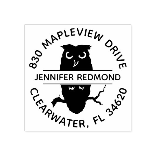 Ronde Uil Lover's retouradres Rubberen stempel (Afrduk)