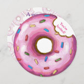 Ronde uitnodiging van Donut Birthday (Voorkant / Achterkant)