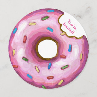 Ronde uitnodiging van Donut Birthday