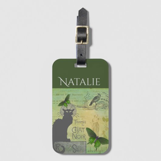 Ronde van Chat Noir Collage in Parijs Bagagelabel (Voorkant (verticaal))