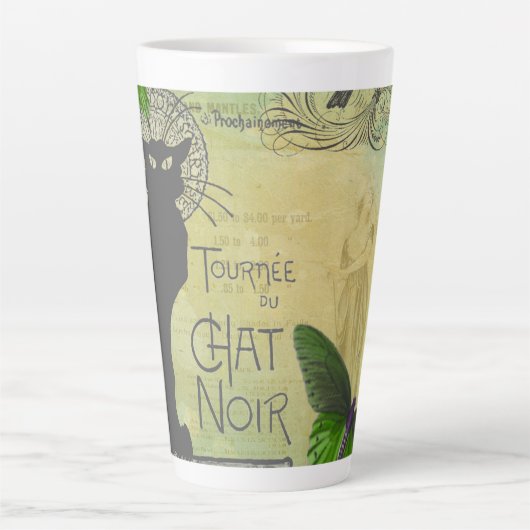 Ronde van Chat Noir Collage in Parijs Latte Mok (Voorkant)
