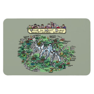 Ronde van de Mont Blanc-cartoon - magnet 4x6 Magneet