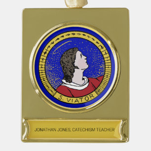 Ronde van St Viator van Lyon de catechist (LD 01) Verguld Banner Ornament