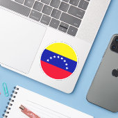 Ronde Venezolaanse vlag Sticker (Laptop met iPhone)
