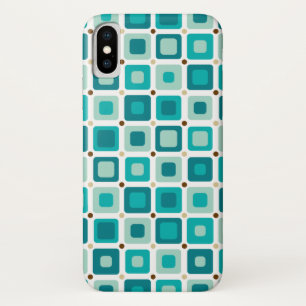 Ronde vierkanaals Patroon Blauw iPhone X Hoesje