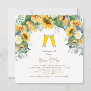 Ronde Vierkante Zonnebloemen & Bier Verloving Fees Kaart