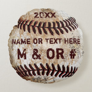 Ronde vintage honkbal kussen 3 GEpersonaliseerde t