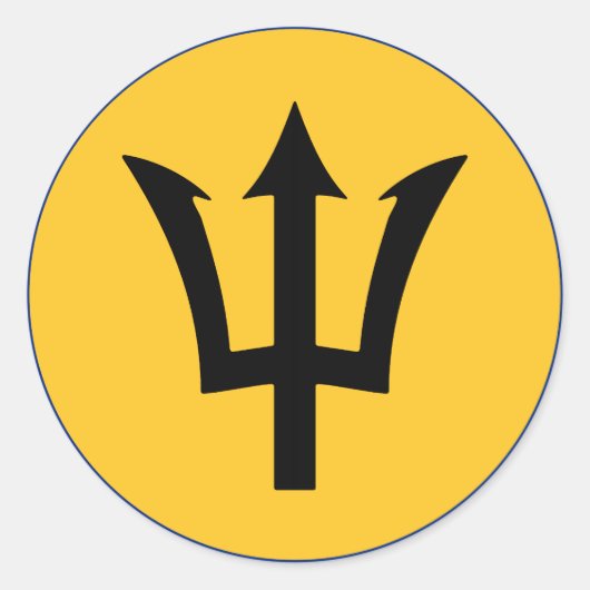 Ronde vlag van Barbados Sticker (Voorkant)