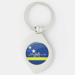Ronde vlag van Curaçao Sleutelhanger