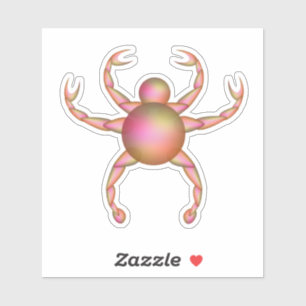 Ronde vleeskleurige krab sticker