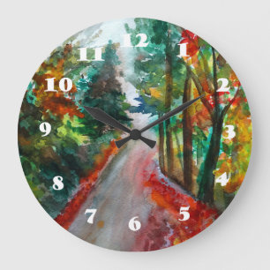 Ronde Wandklok Herfst Landschap Watercor Grote Klok
