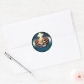 Ronde wereld in handen sticker (Envelop)