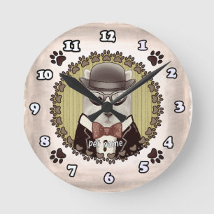 Ronde West Highland Terrier portant des lunettes Horloge