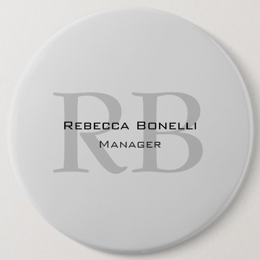 Ronde White Grey Monogram Manager Button 6,0 Cm (Voorkant)