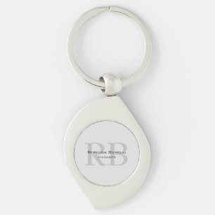 Ronde White Grey Monogram Manager Sleutelhanger