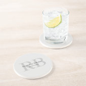 Ronde White Grey Monogram Manager Zandsteen Onderzetter (Zijkant)