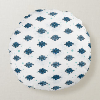 Ronde Worpkussen met Marineblauw Strikpatroon Rond Kussen