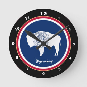 Ronde Wyoming Flag & Wyoming fashion / design Horloge am