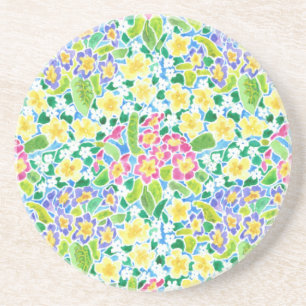 Ronde zandsteen Onderzetter,  primroses Patroon Onderzetter
