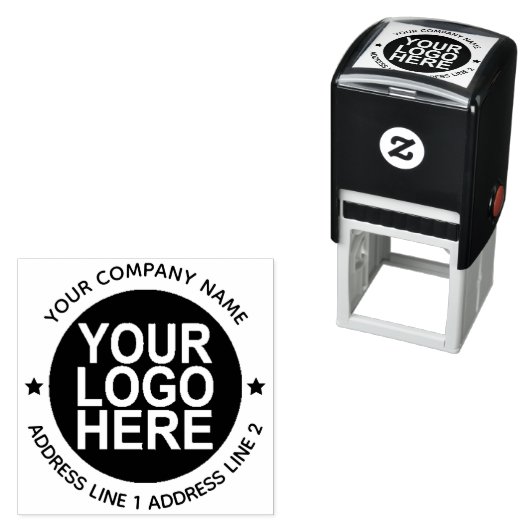 Ronde zelf-inkt retour Logo stempel met adres (In situ)
