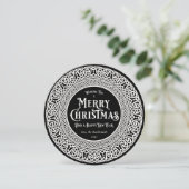 Ronde Zwart + Wit Keltisch Feestdagenkaart (Staand voorkant)