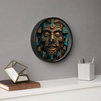 Ronde Zwarte Houten Klok met Frame