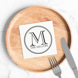 Ronde Zwarte Rand Naam Monogram Servet