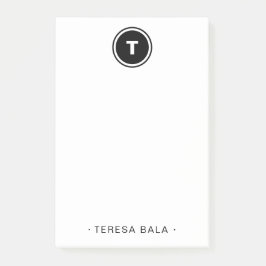 Ronde Zwarte Witte Minimalistische Moderne Monogra Post-it® Notes