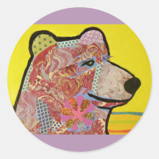 Rondglanzende sticker met grizzly-Beer