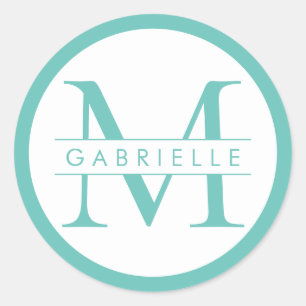 Rondgrensmonogram voor het etiket - Turquoise