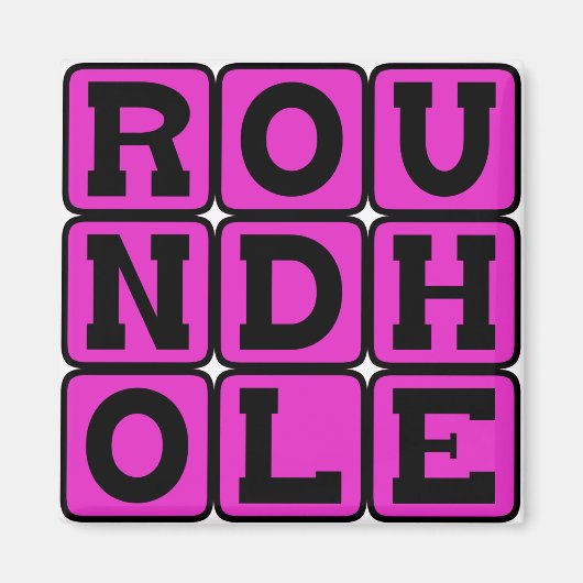 Rondhol, vierkant Peg Magneet (Voorkant)