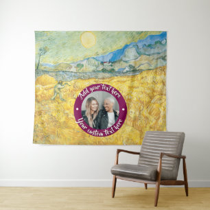 Rondje foto/logo & aangepaste tekst Volledig bew Wandkleed